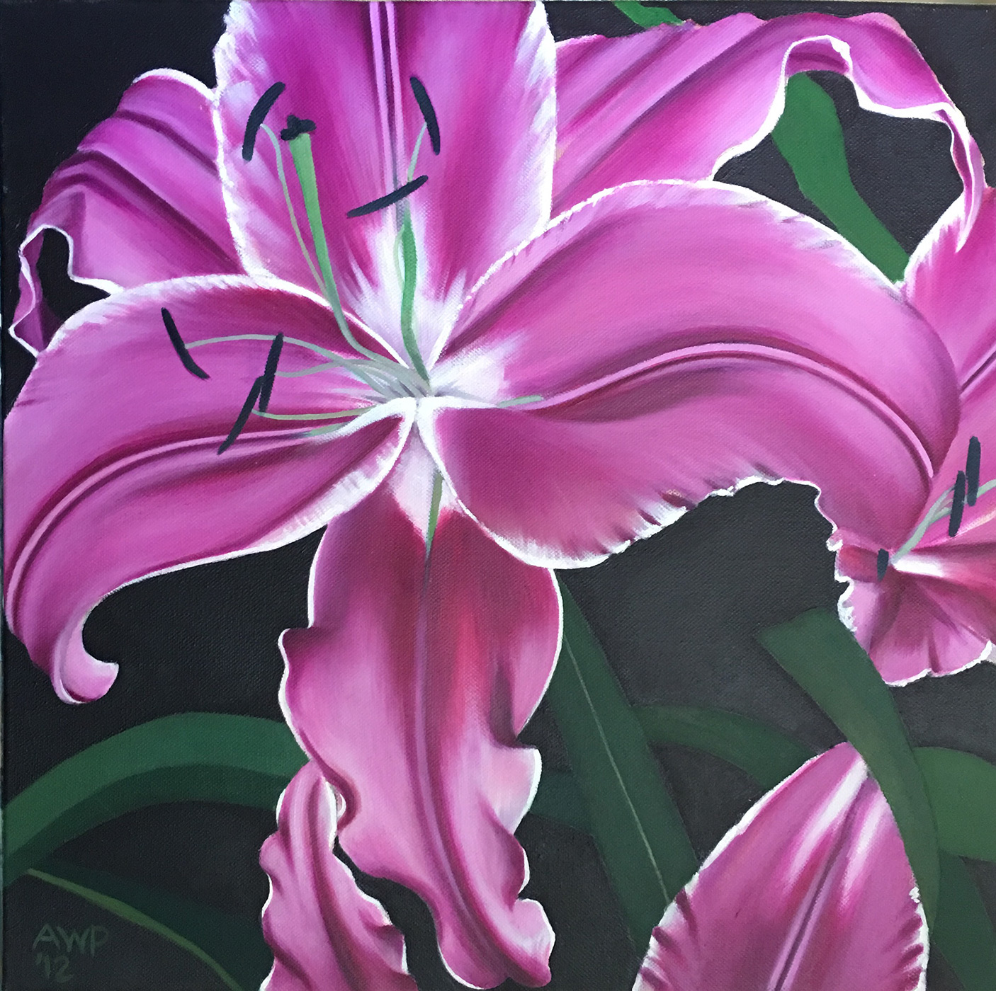 Pink Lillies  –  42cm x 42cm